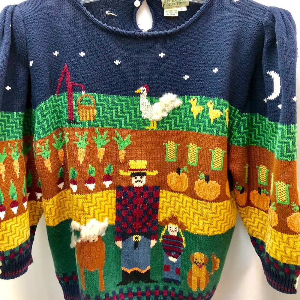 SWEATER - WOMENS LARGE - EMBROIDERED DECORATIVE -